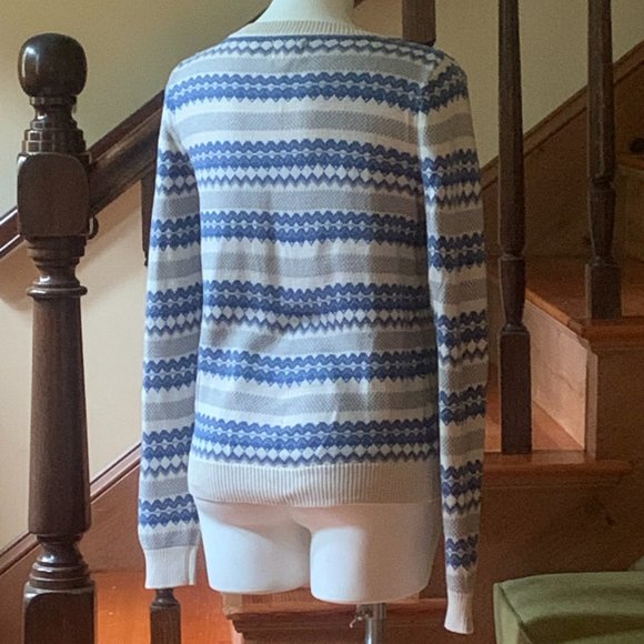 LEVI'S Blue Cream Fair Isle Sweater M - Picture 2 of 6